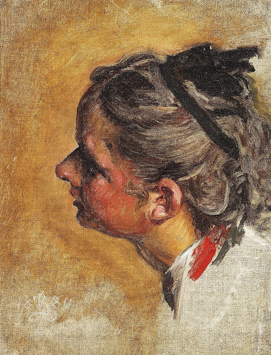 Studie i Profil fra venstre Side af en ung Pige til Maleriet Julie og Ammen 1880