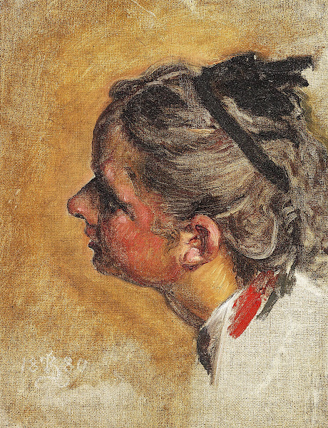 Studie i Profil fra venstre Side af en ung Pige til Maleriet Julie og Ammen 1880