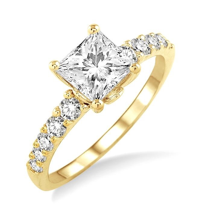 Princess Shape Semi-Mount Diamond Engagement Ring