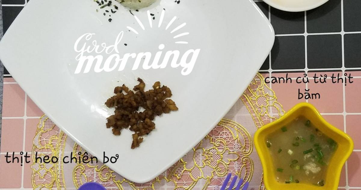 Thịt heo băm chiên bơ -ăn dặm