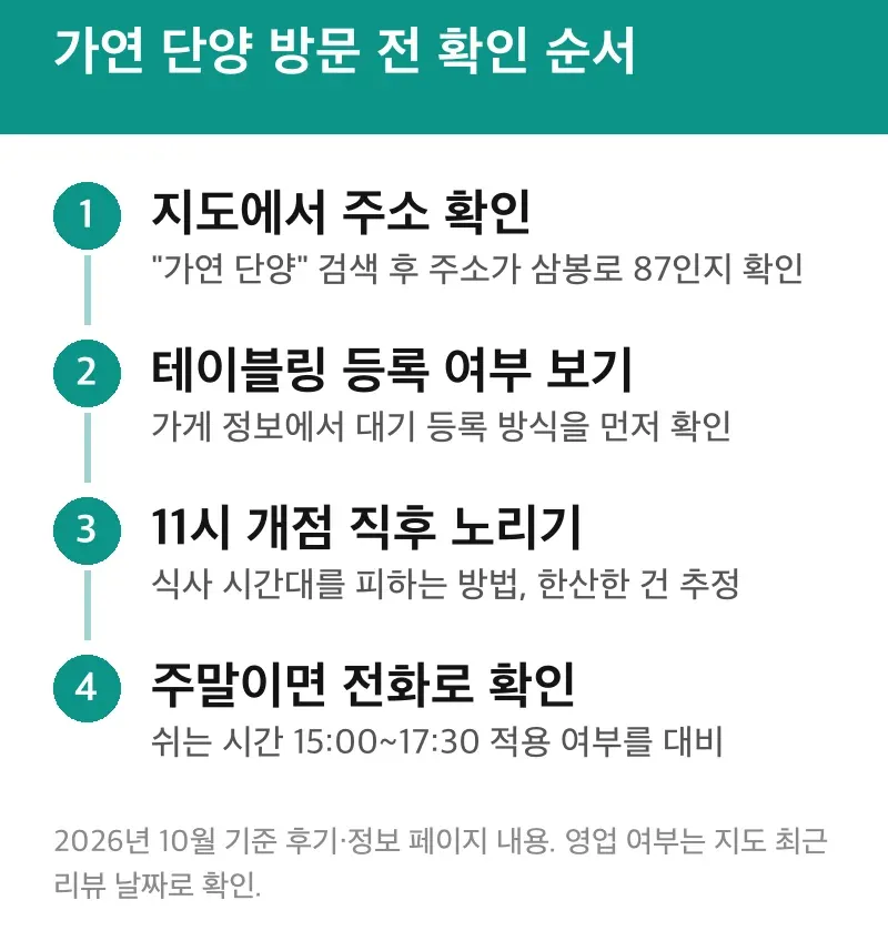 가연 단양 방문 전 확인 순서