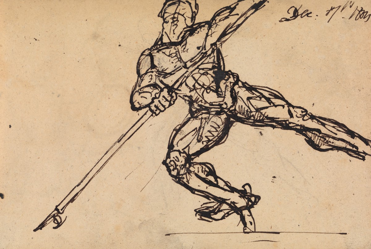 Figure Studies of a Nude Male with Spear 1804