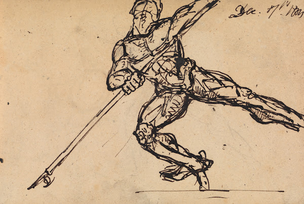 Figure Studies of a Nude Male with Spear 1804