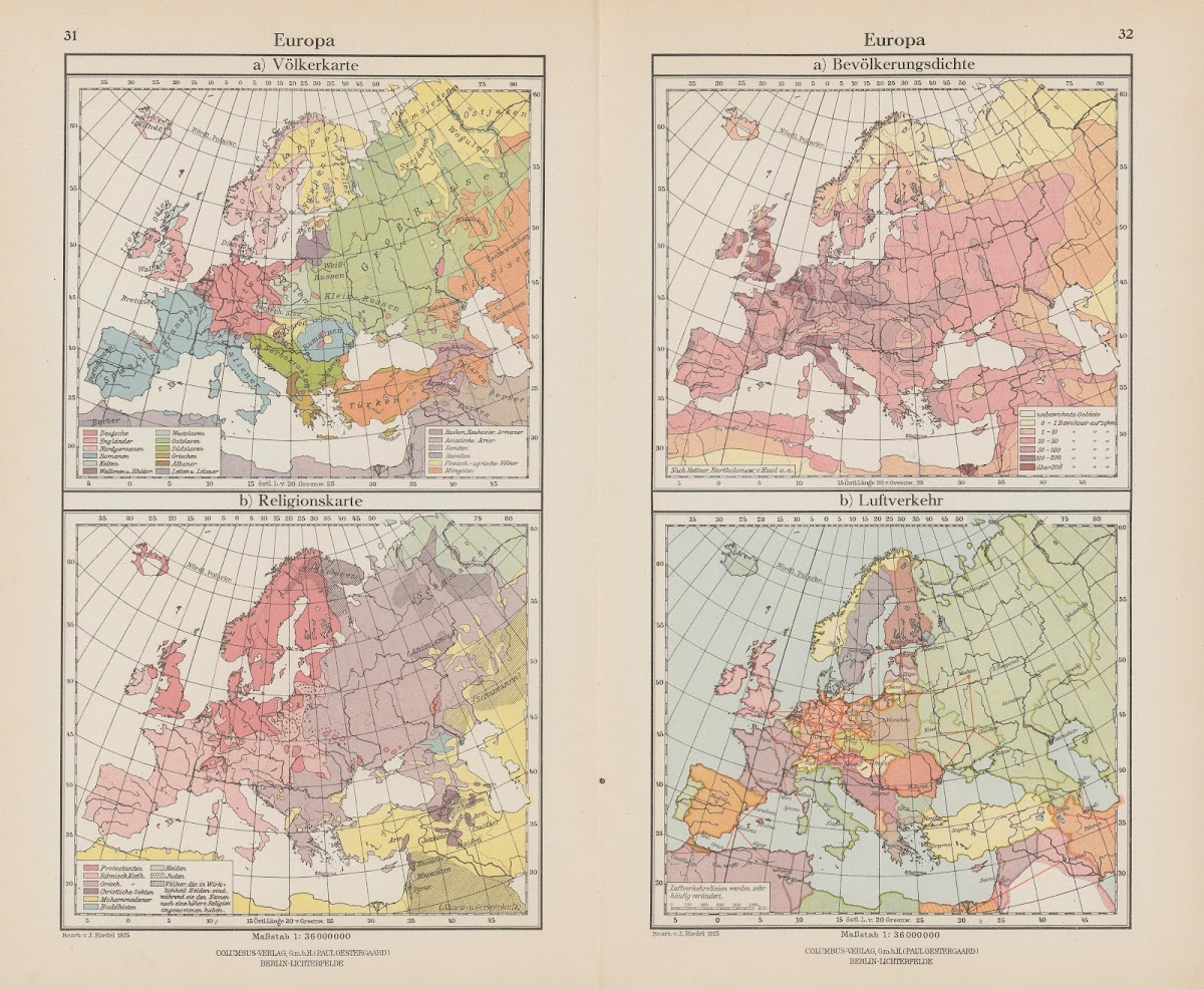 Europa Volkerkarte Bevolkerungsdichte 1926
