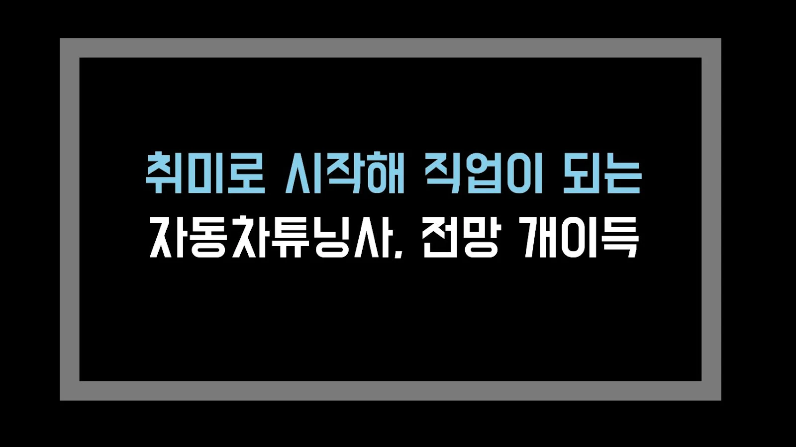 취미로 시작해 직업이 되는 자동차튜닝사, 전망 개이득