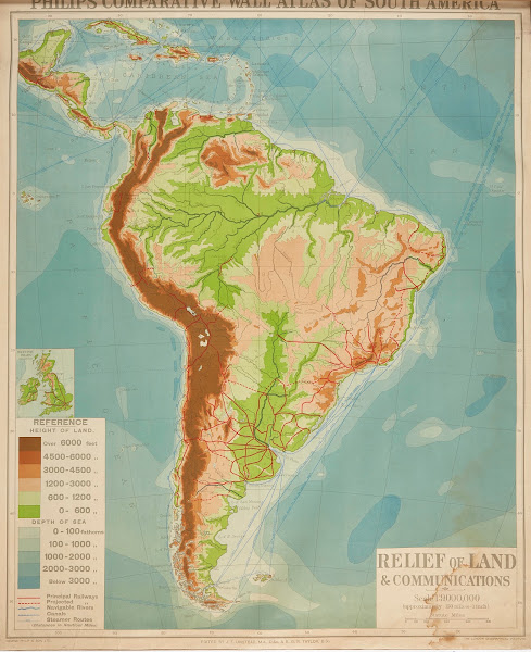 South America  Relief of Land  Communications 1914