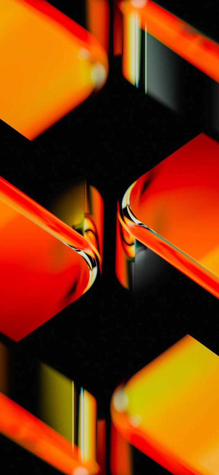 Glowing Geometric Orange Shapes - Abstract Digital Art Full HD iPhone Wallpaper (1090x2360)