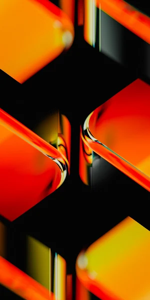Glowing Geometric Orange Shapes Full HD iPhone Wallpaper Background