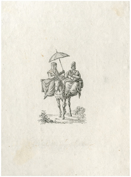 Twee vrouwen en een kind op een paard