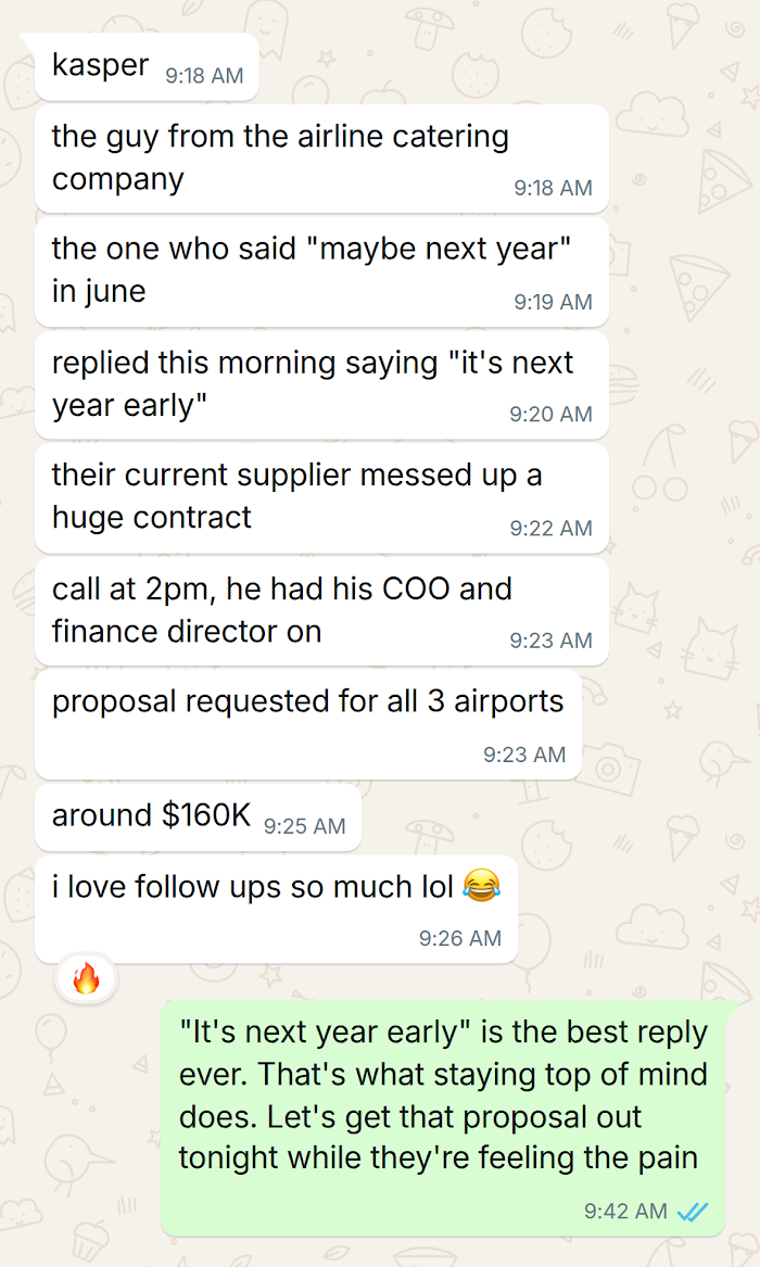 Client message on WhatsApp