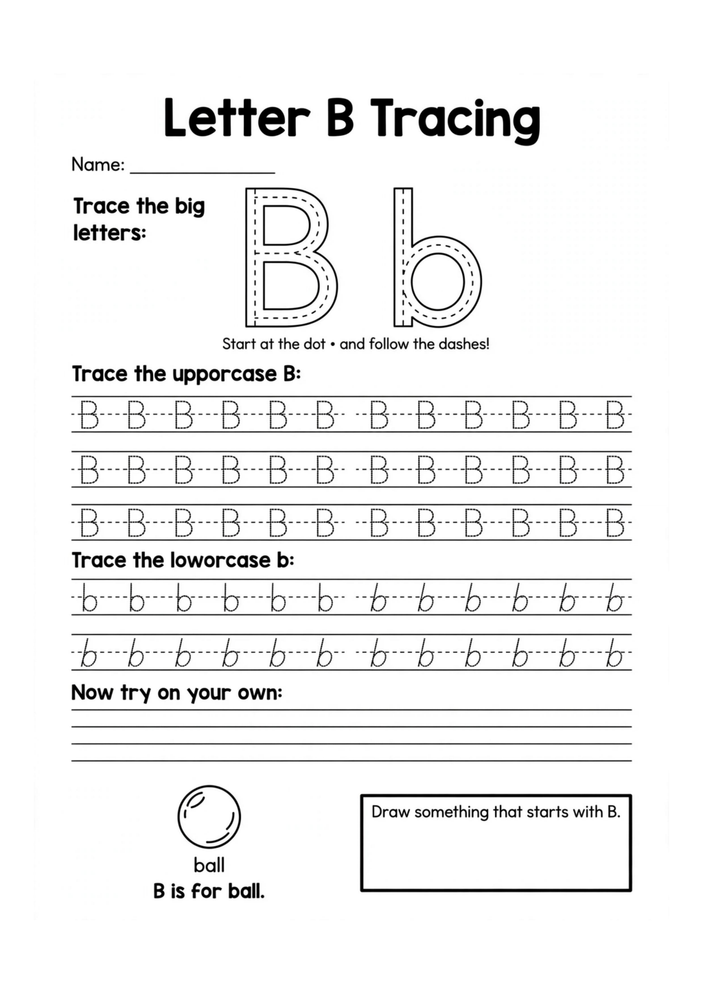 Letter B Tracing Worksheet