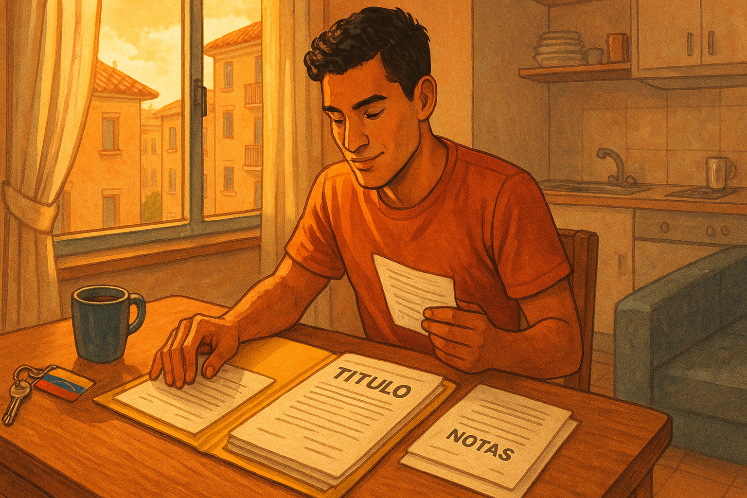 Venezolano en España organizando documentos de homologación y equivalencia de títulos