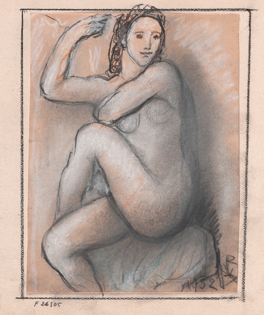 Female Nude Sitting Upright With Legs Crossed 1952
