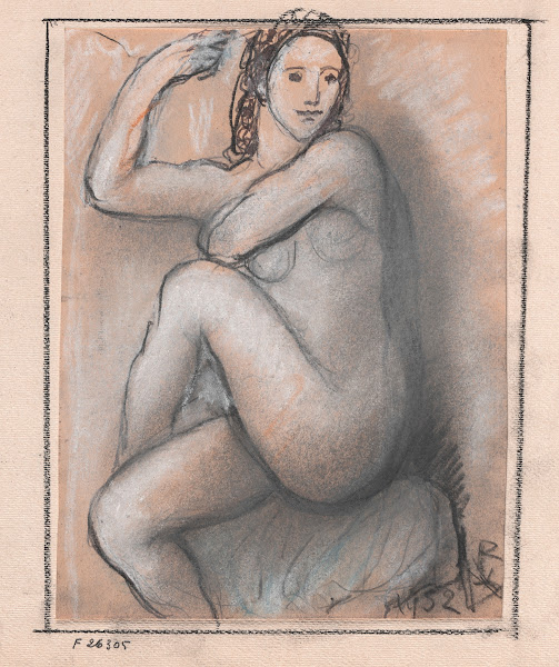 Female Nude Sitting Upright With Legs Crossed 1952
