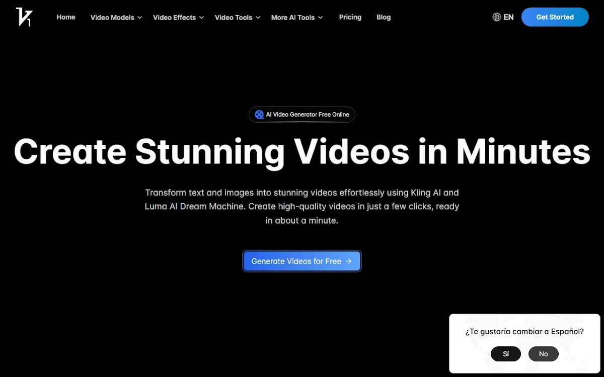 Captura de Vidful.ai: Free AI Video Generator Online