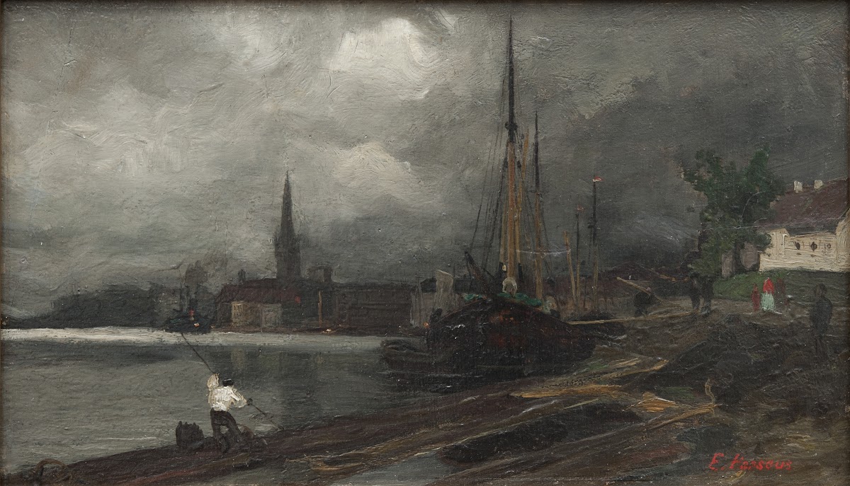 City view with harbor Study