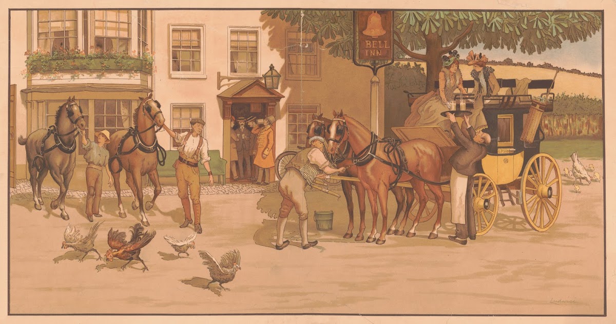 Exchanging horses at the Bell Inn 1890