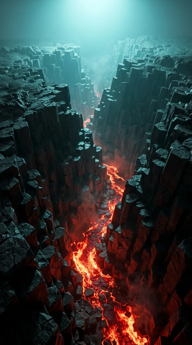 Dark Cracked Rocks over Glowing Magma 3D Render - Free 4K mobile Wallpaper