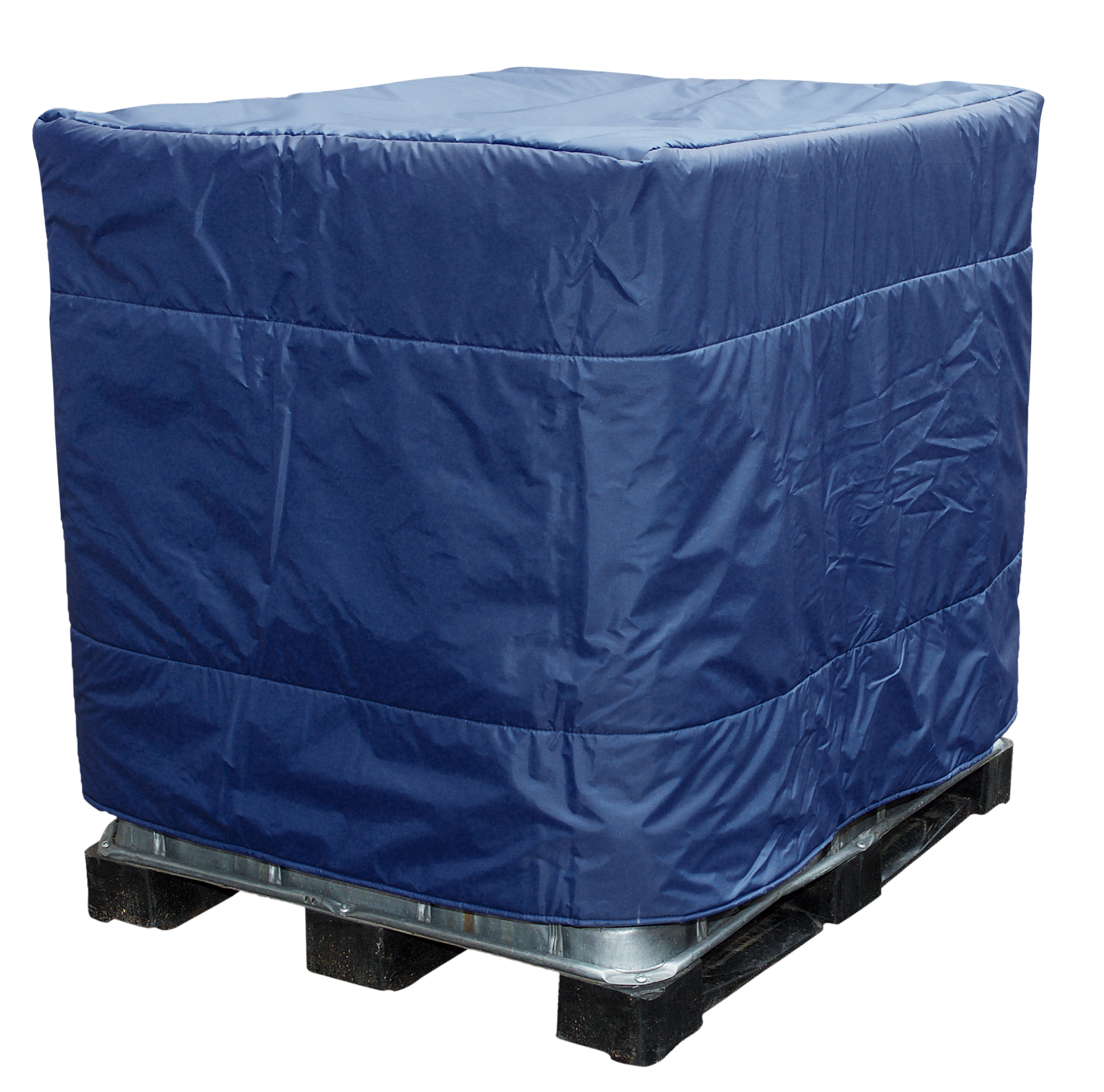 Geïsoleerde volledige hoes in blauw nylon zonder openingen voor 1000L IBC