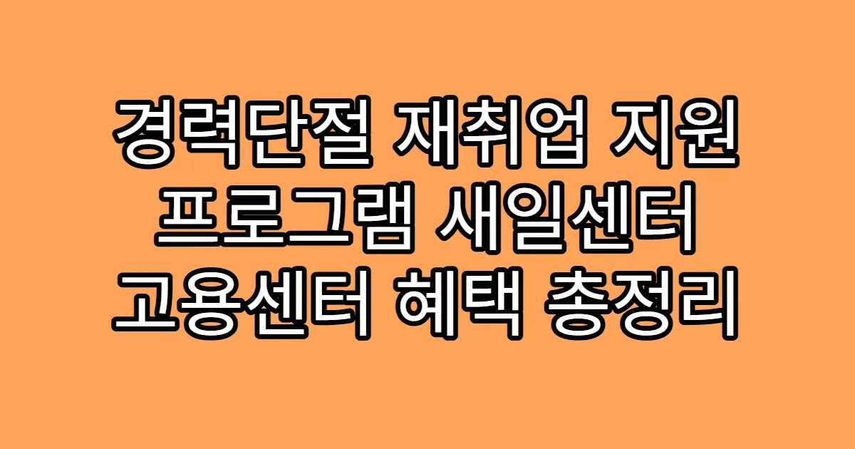 경력단절 재취업 지원 프로그램 새일센터 고용센터 혜택 총정리