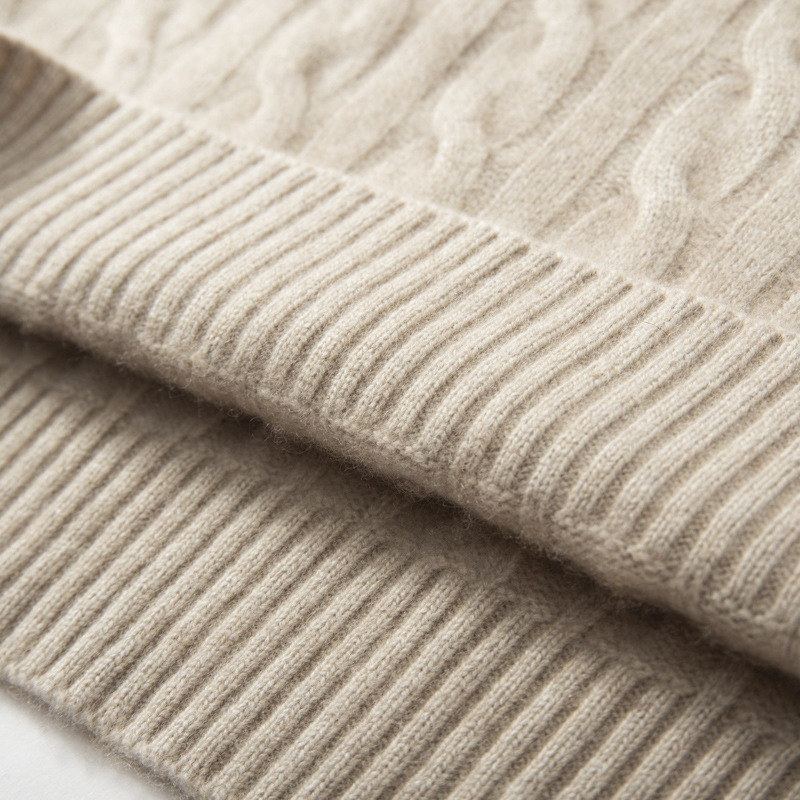 Herren-Kaschmirpullover, Zopfmuster, schweres Strickdesign