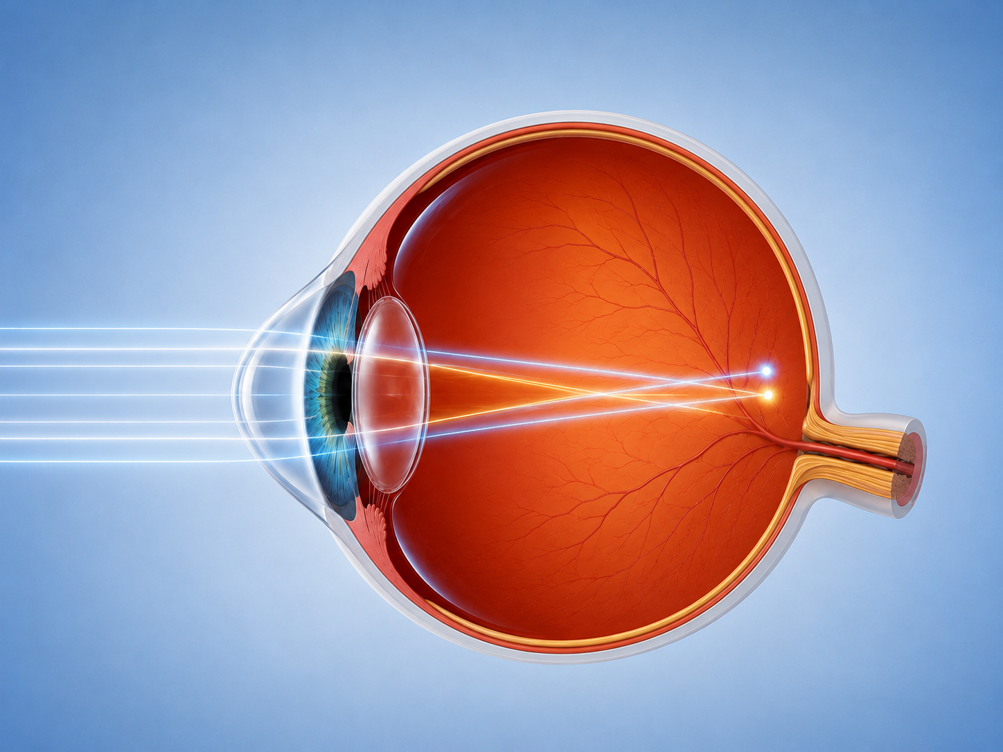 How an astigmatic cornea focuses light at two points instead of one