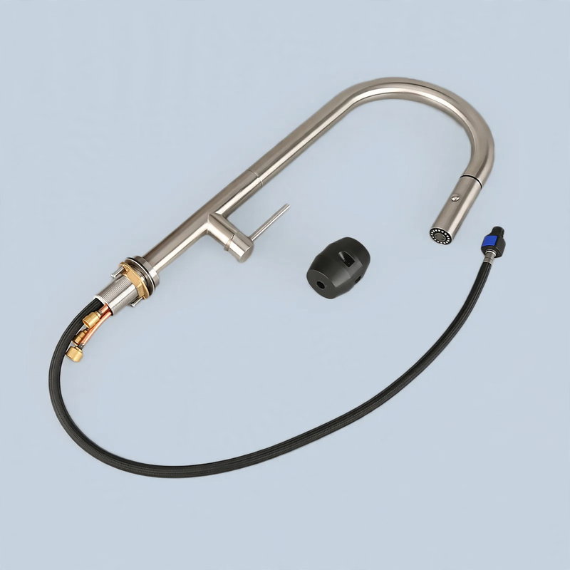Stainless steel kitchen faucet with ceramic valve