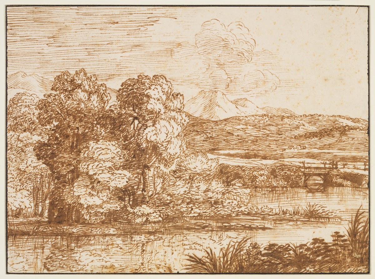 Landschaft mit Baumgruppe am Wasser ca 1650 1655