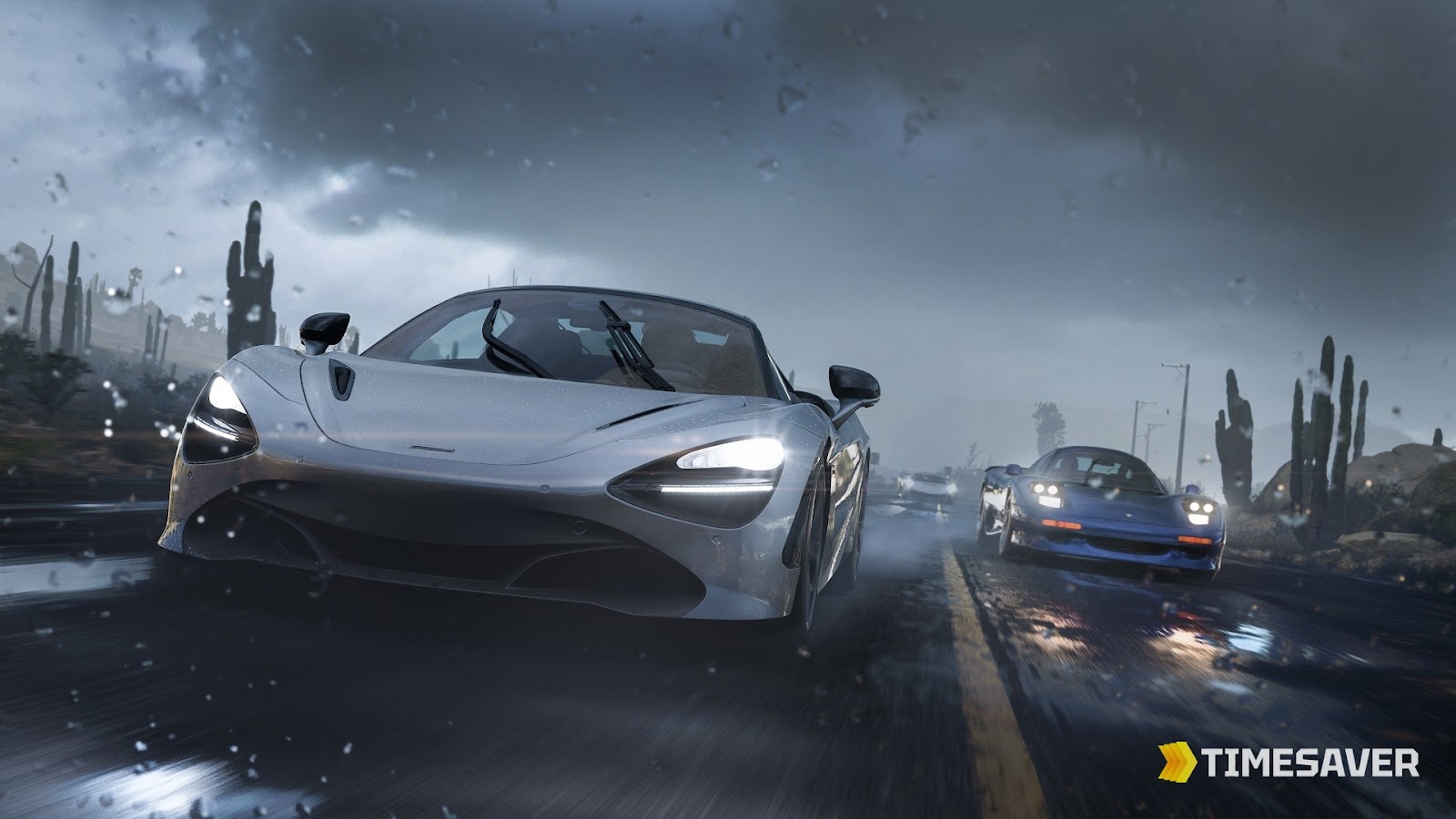 Off-road vehicle kicking up dust across an open-world racing map