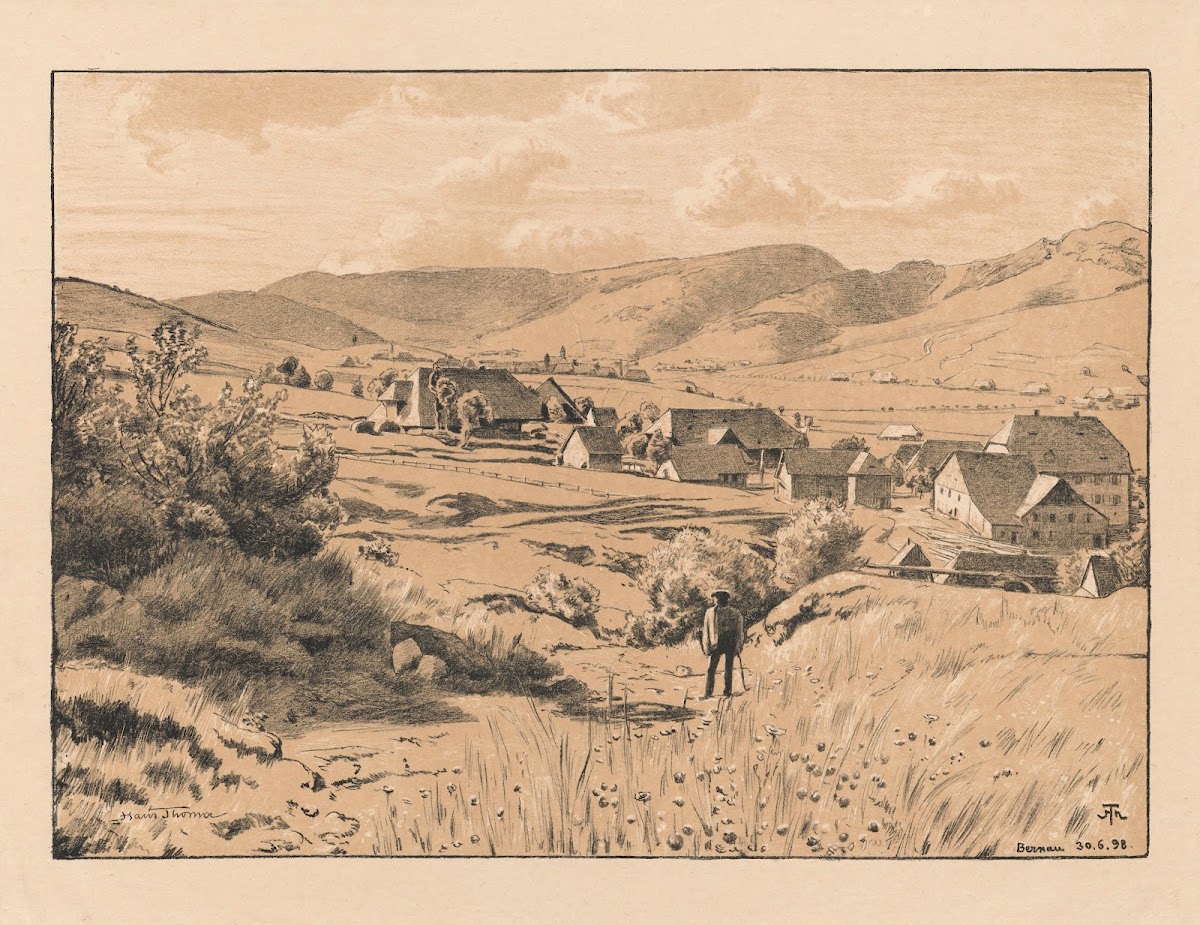 View of Bernau with a hiker 1898
