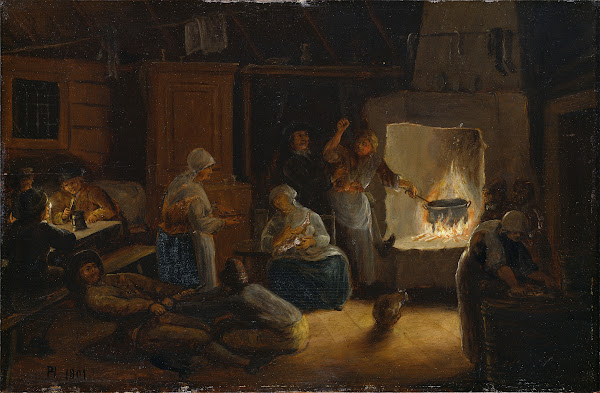 Inside a Peasants Cottage in Småland 1801