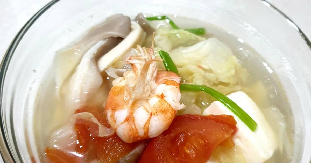 Canh tôm nấm đậu hũ