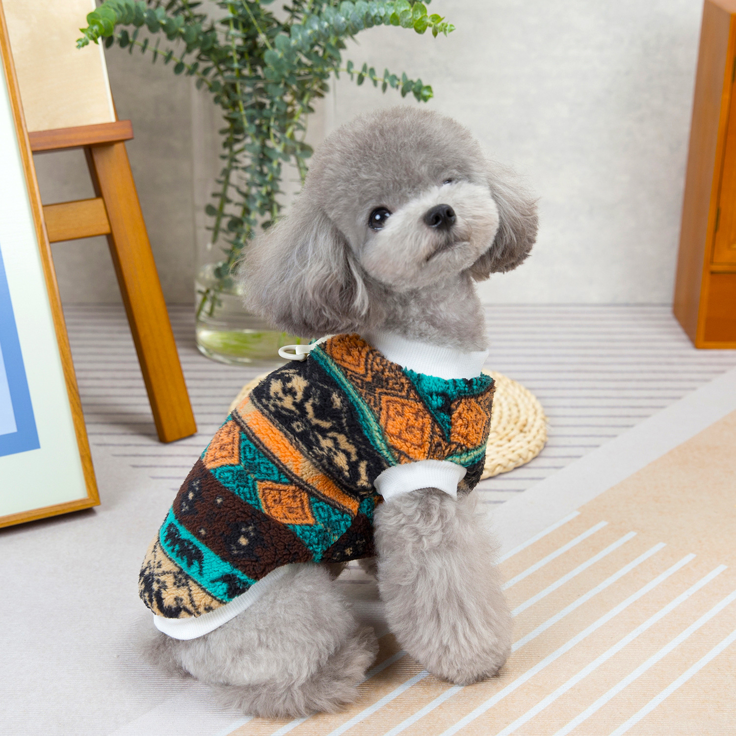 Fleece Vest for Dogs with Nordic Pattern