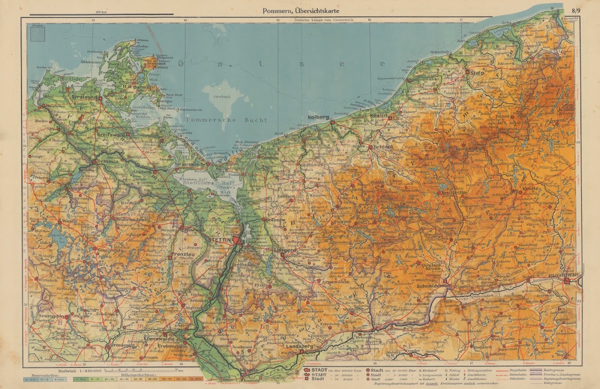 Pommern Übersichtskarte 1926