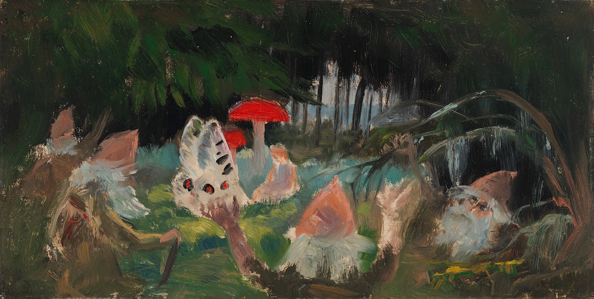 The Princess and a Butterfly Underneath a Fly Agaric sketch for the painitng Far