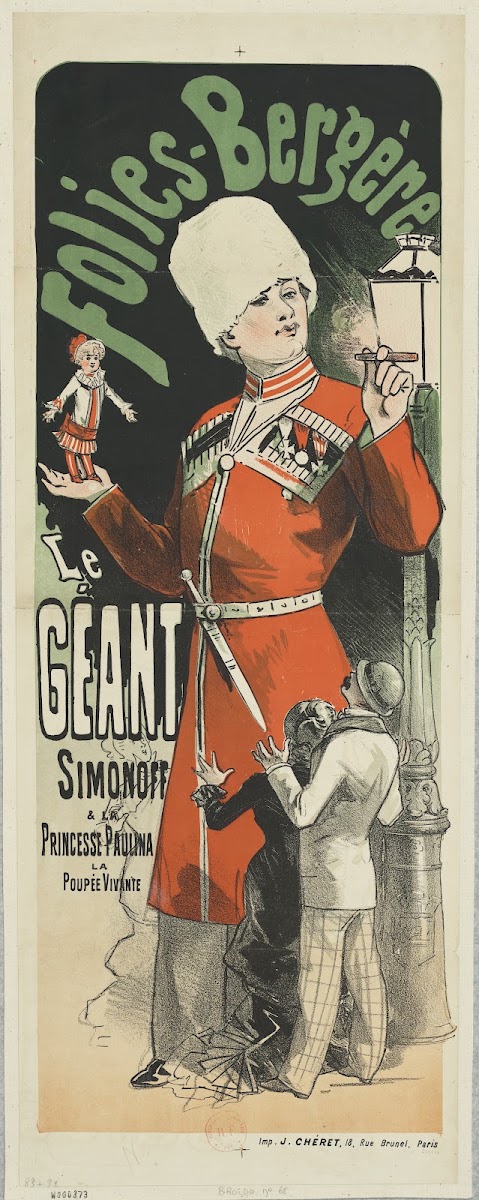 Folies Bergère Le géant Simonoff et la princesse Paulina la poupée vivante 1880