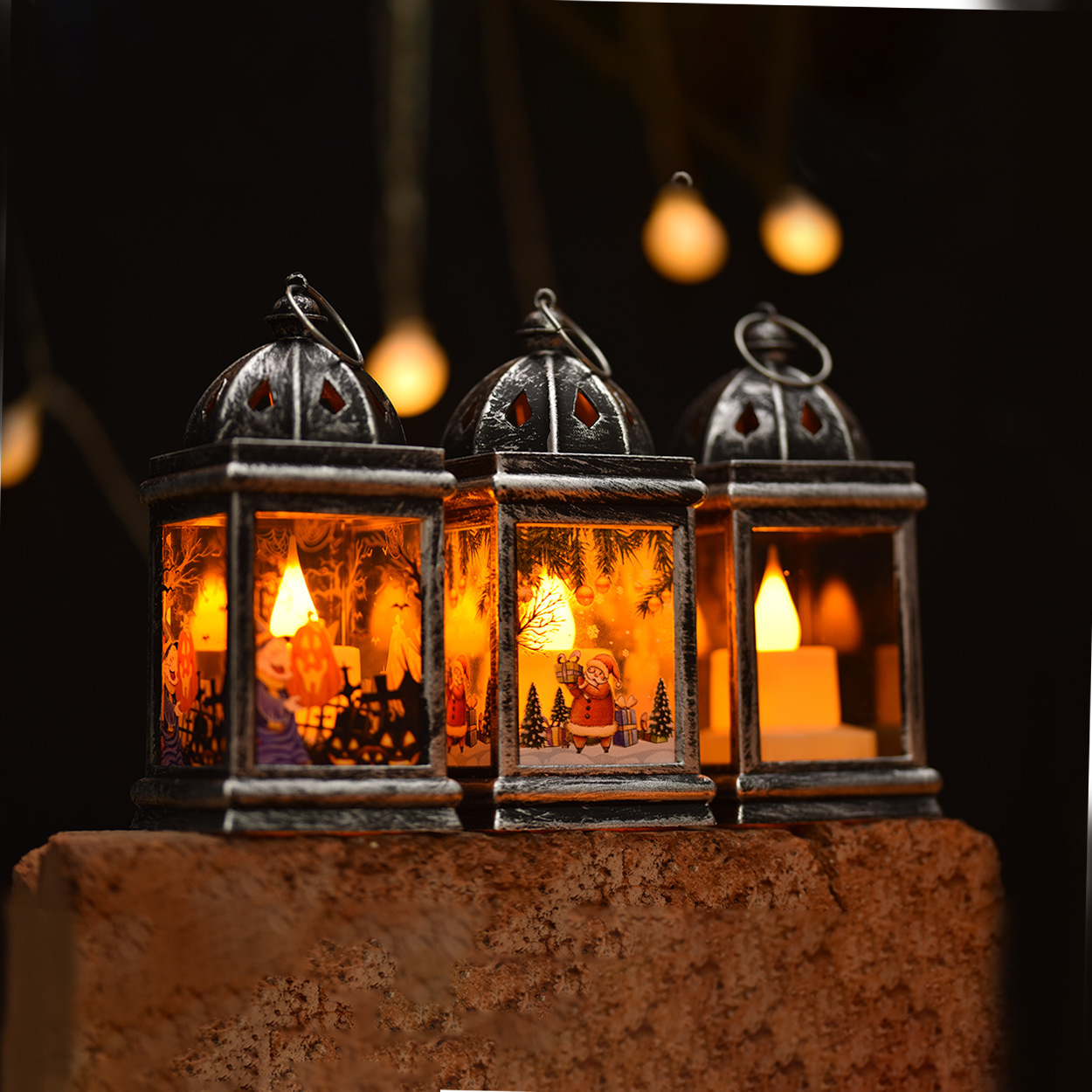 Decorative LED lantern in retro style