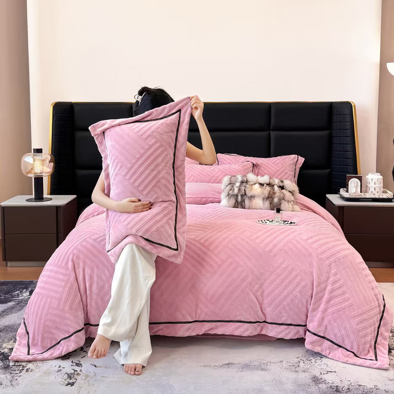 Milk Fiber Fleece Bedding Set, 4-piece, winter warm