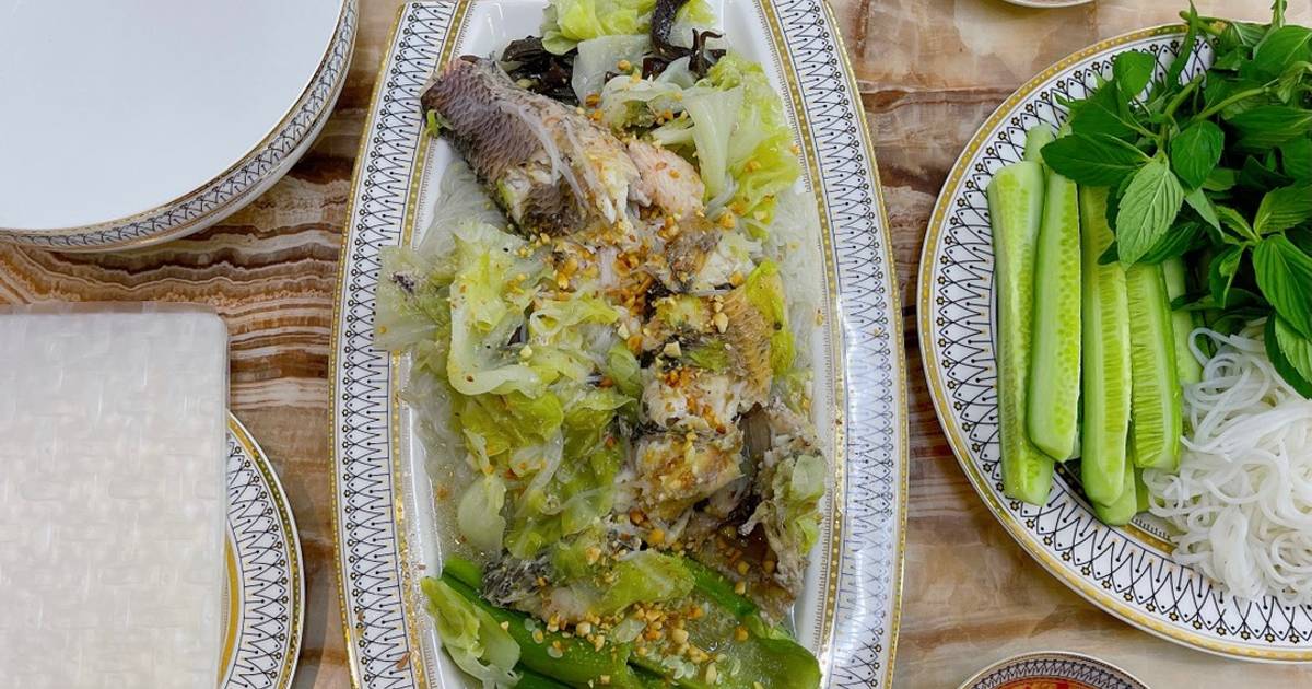 Cá lóc hấp cuốn bánh tráng