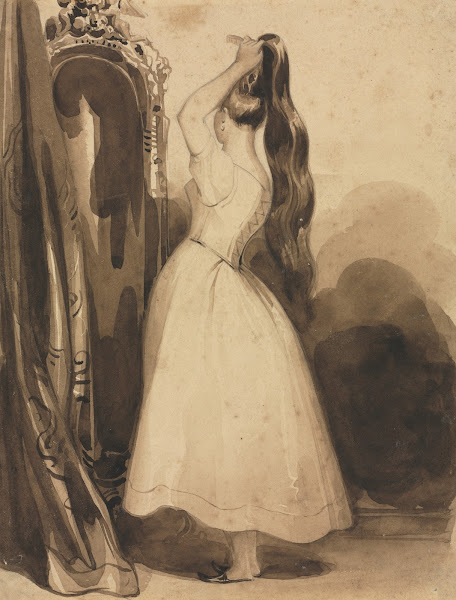 Young Woman Combing Her Hair 1800s before 1857