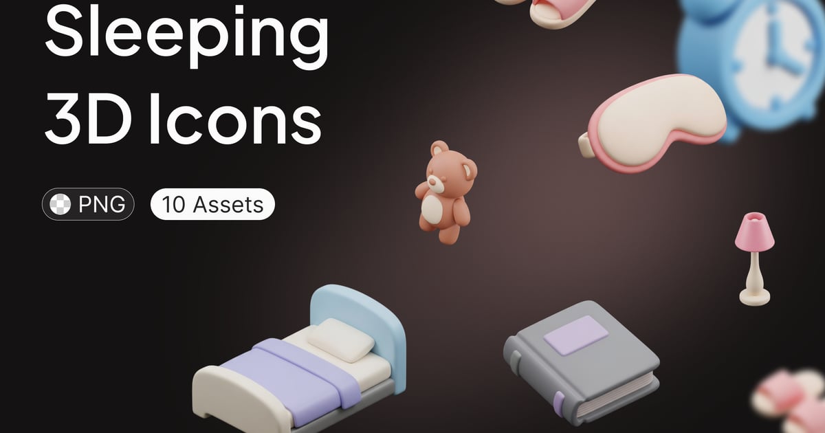 Sleeping 3D Icons Free Download – Envato Elements