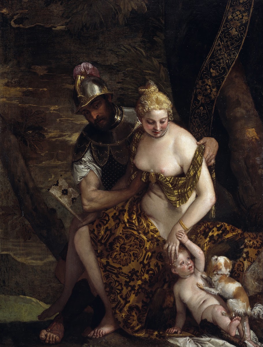 Mars Venus and Cupid Mars and Venus With Cupid and a Dog About 1580
