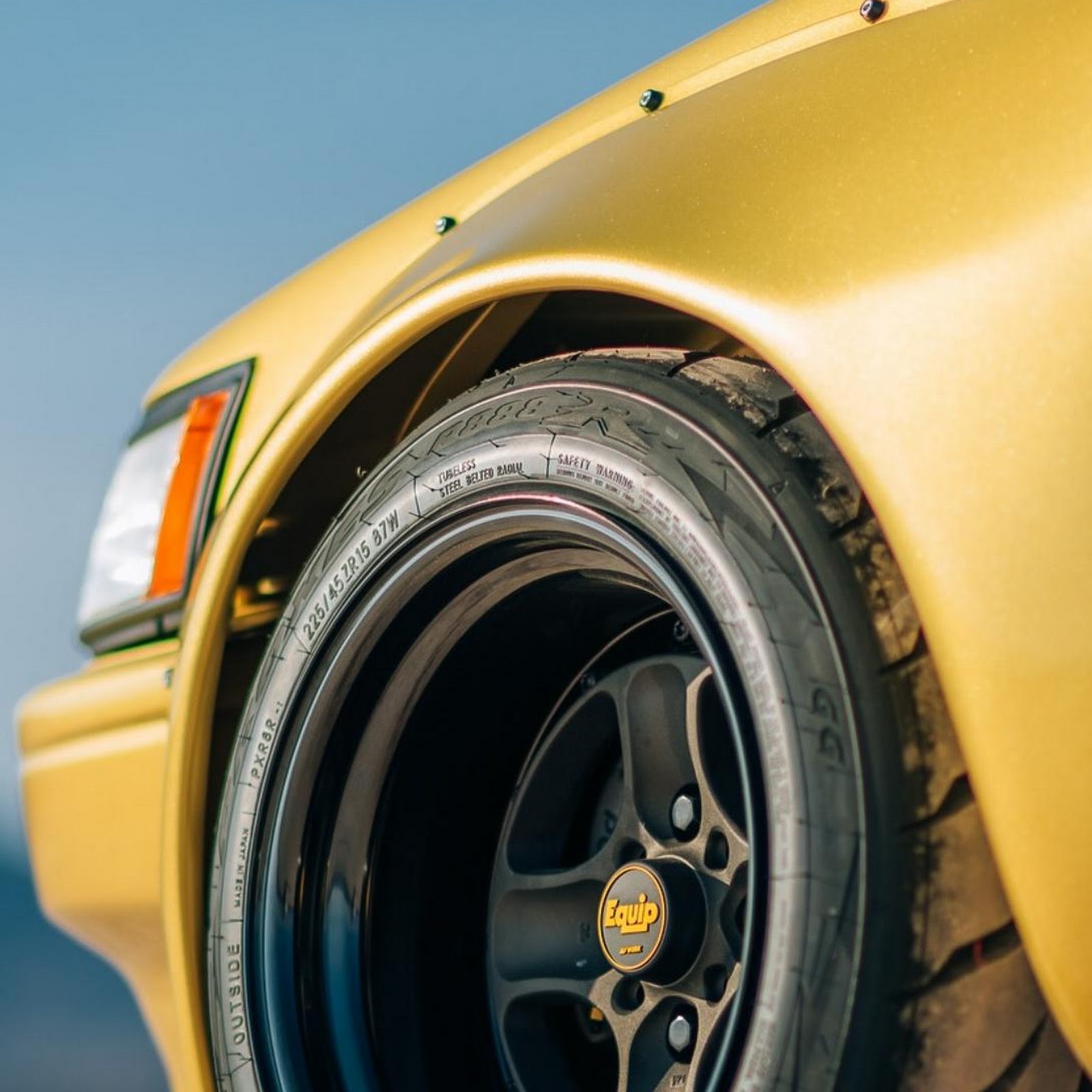 Download Yellow Nissan Silvia S13 Wide Body Full HD iPhone