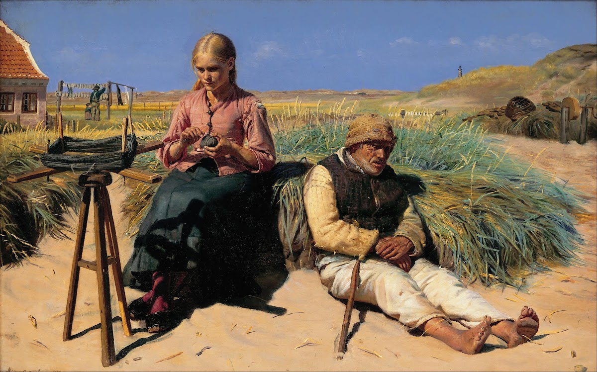 Figures in a landscape Blind Kristian and Tine among the dunes 1880