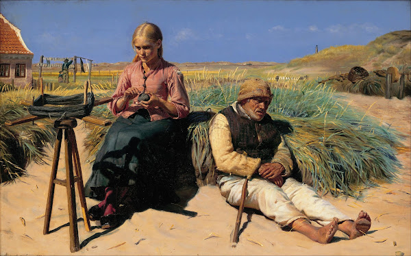 Figures in a landscape Blind Kristian and Tine among the dunes 1880