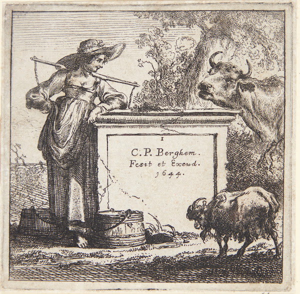 Malkepige lænet mod en piedestal 1644