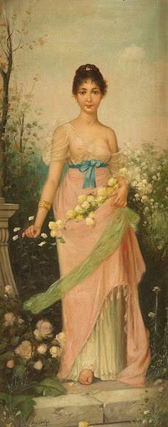 Young Roman woman with rose garland