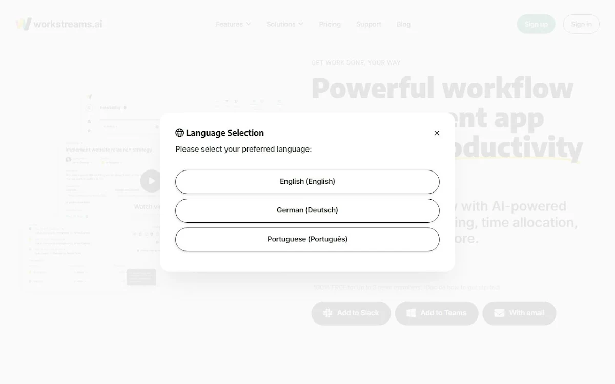Captura de workstreams.ai
