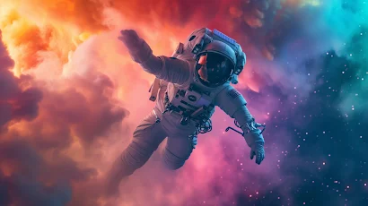 Ai Art, Astronaut, Smoke, Clouds, Colorful 5K Wallpaper Background