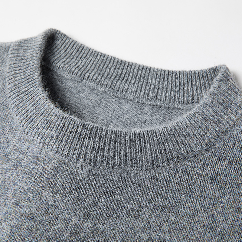 Herren-Wollpullover, Rundhalsausschnitt, einfarbig